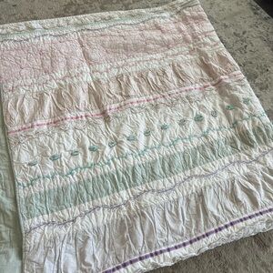Pottery Barn Kids Soft Pastel Quilt with Pink, Purple, Blue, Mint Green